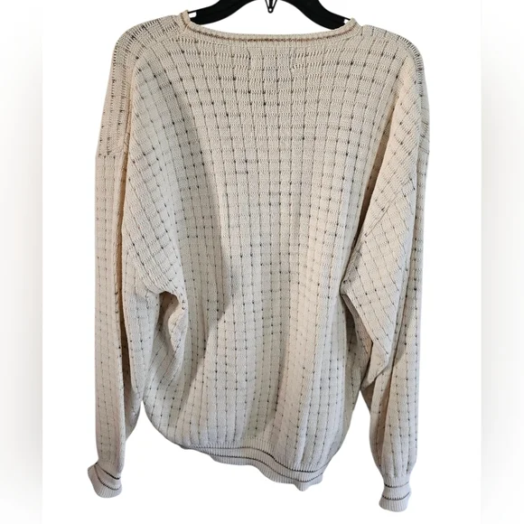 VTG Fairway Sport Golf Sweater Mens Large Cream Knit 100% Cotton USA Classic - Picture 3 of 7